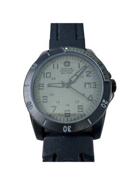 Wenger Swiss Military Mens Watch Avalanche 79016 Quartz Black 42mm Blue Face